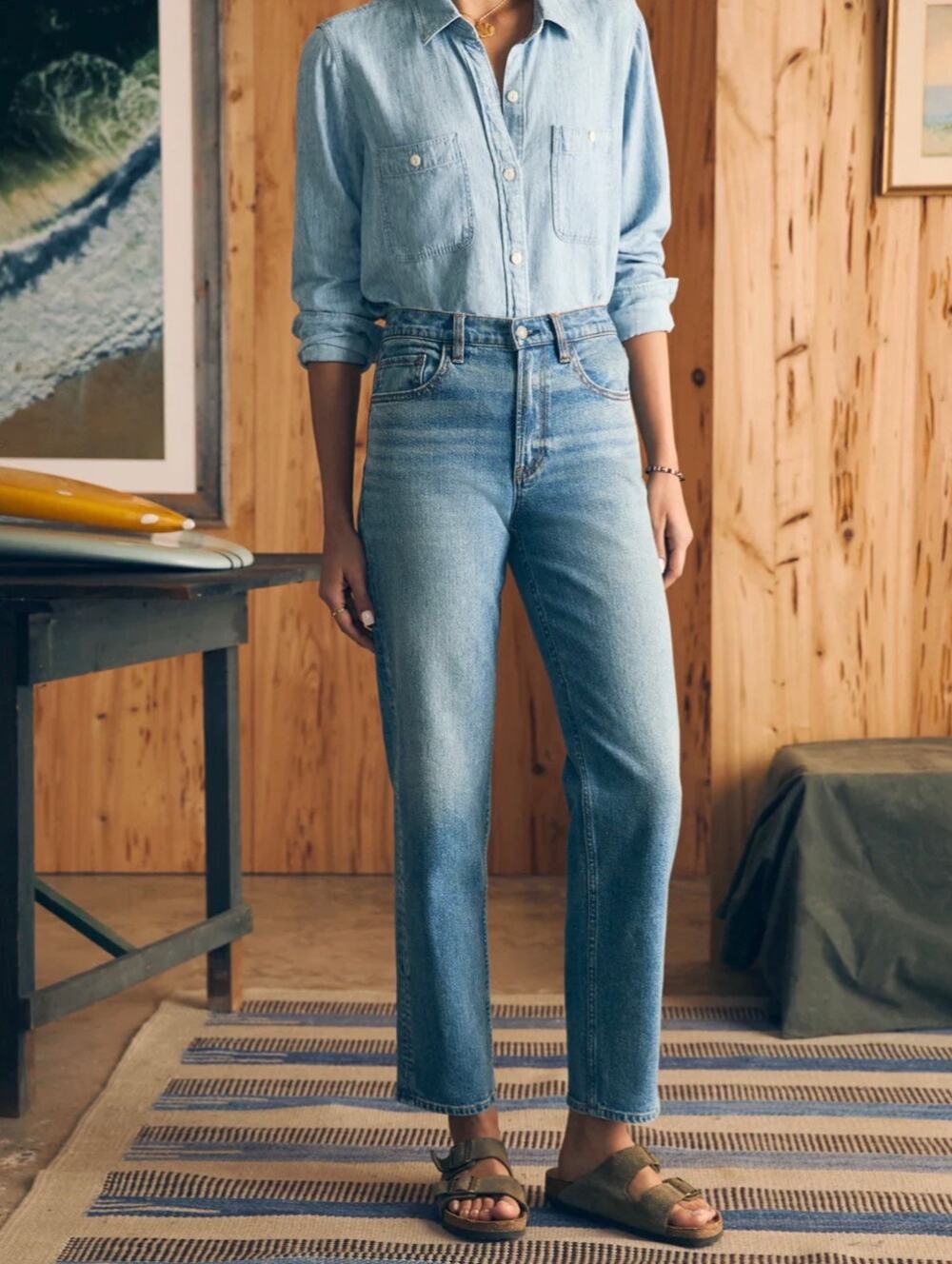 FAHERTY Slim Straight Leg Ankle Jeans Organic Cotton Stretch Womens Size 27